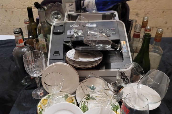 a table with wine glasses